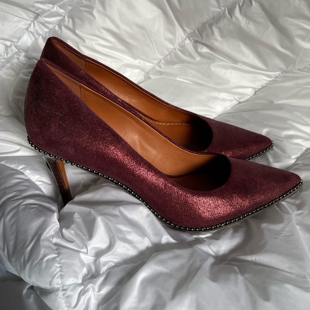 Coach Burgundy Glitter Pointed-Toe Heels